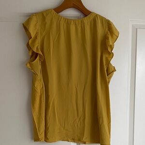 LOFT Yellow Flutter Sleeve Blouse